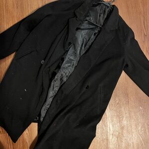 SHEIN Black Men's Pea Coat - Classic Single-Breasted Overcoat